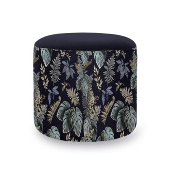 Pouf-cylindrique-Falling-leaves-Blue