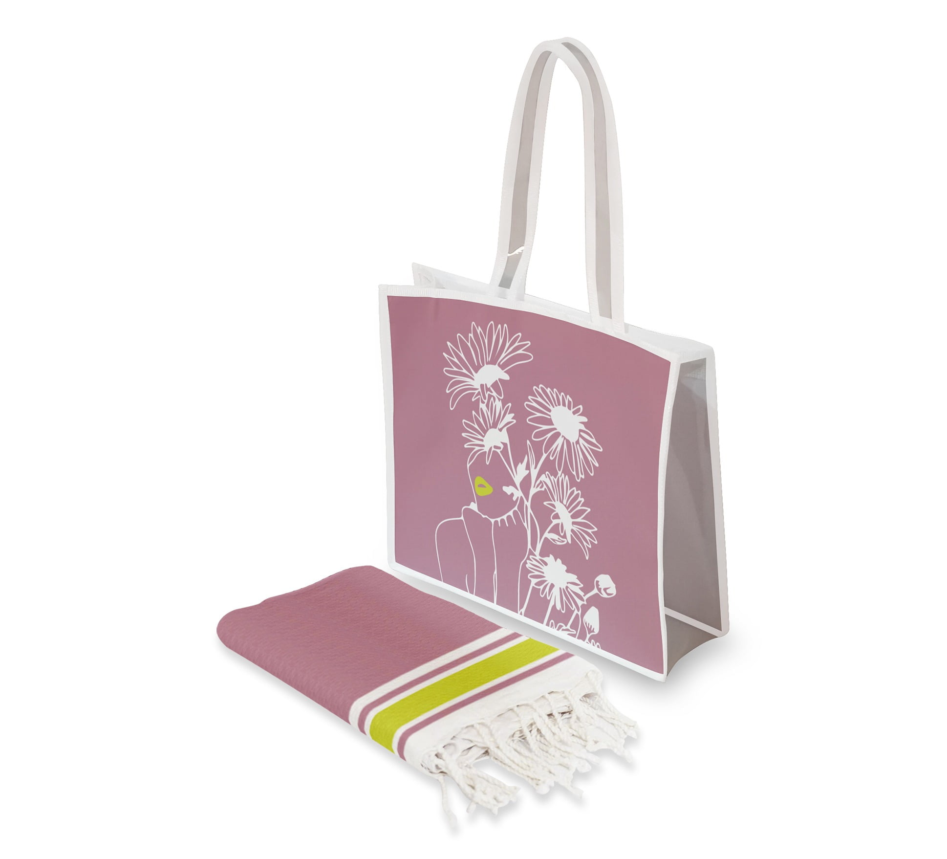 Pack plage Admiring in flowers pink back