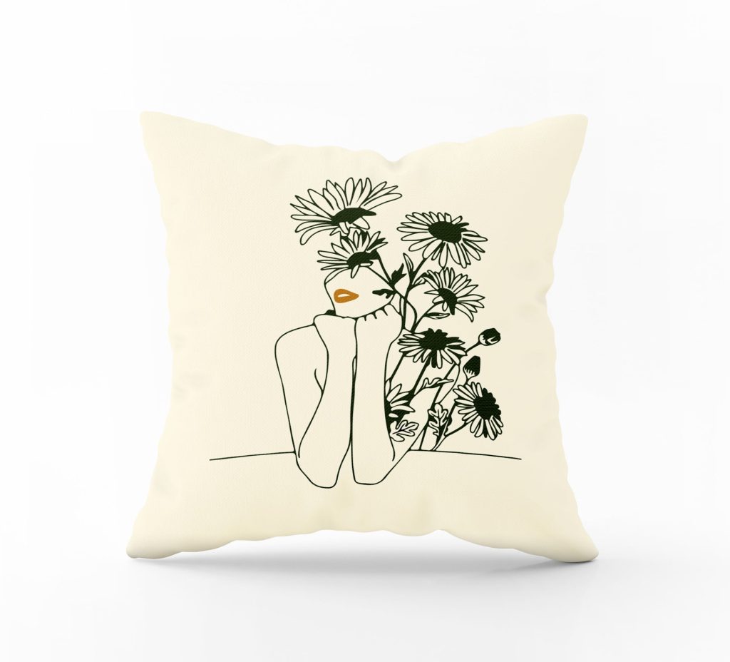 Coussin Carré Flora Admiring Lady 1 Coussin Carré Flora admiring lady recto