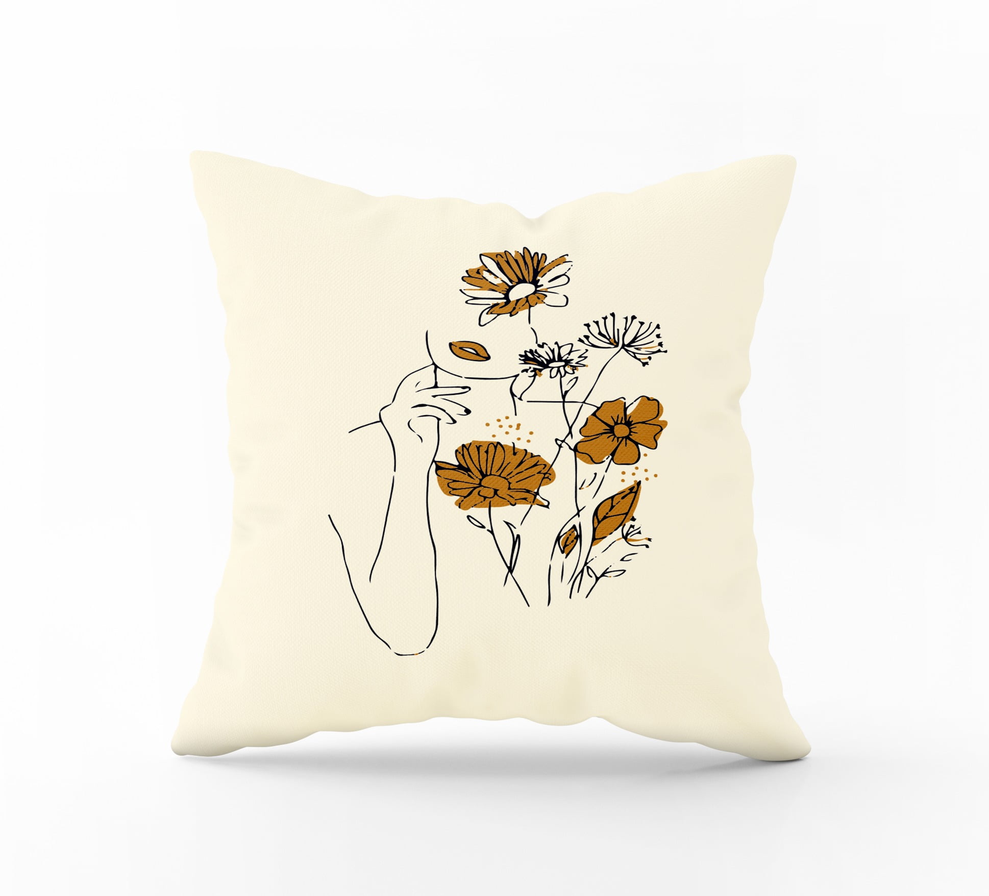 Coussin Carré Flora lady camomille recto