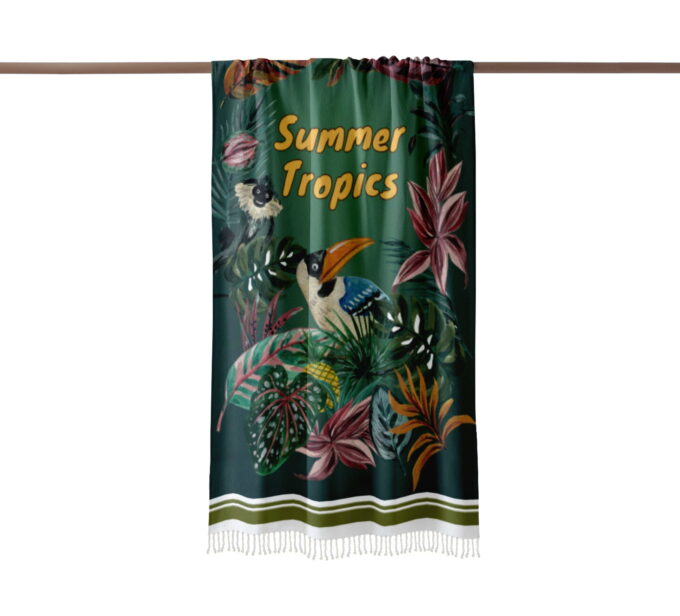Fouta plage Tropical leaves