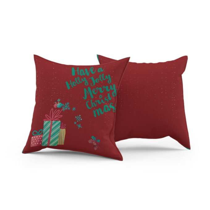 Coussin noel jolly merry red gifts