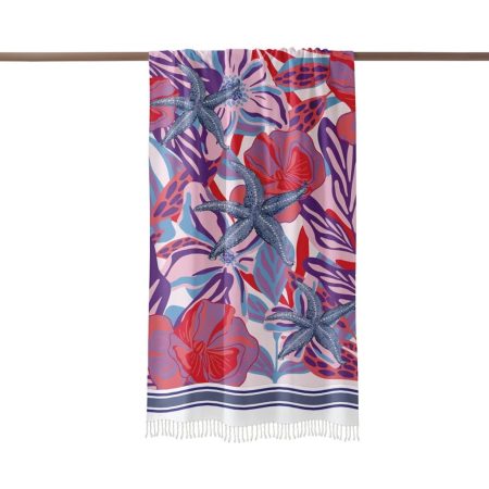 Fouta pink sea stars