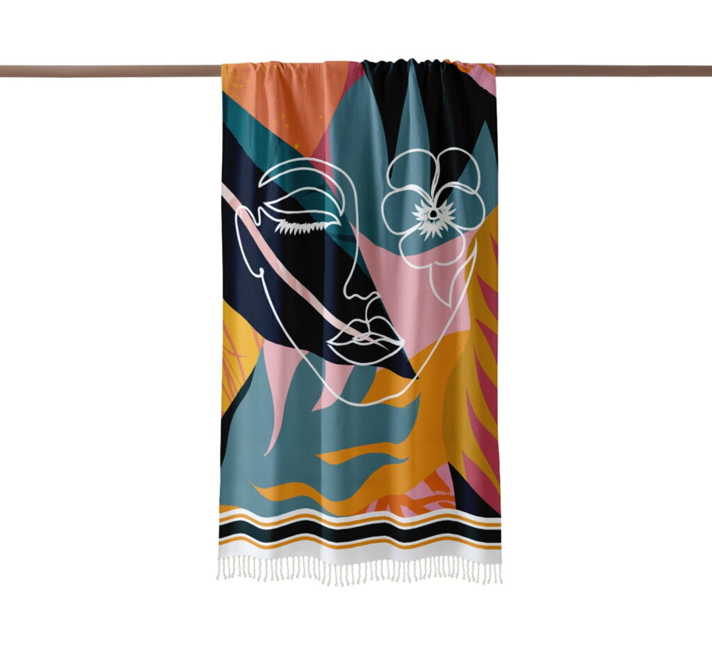 DUO ACCESSORIES Fouta Closed eyes flowers Fouta Closed Eyes