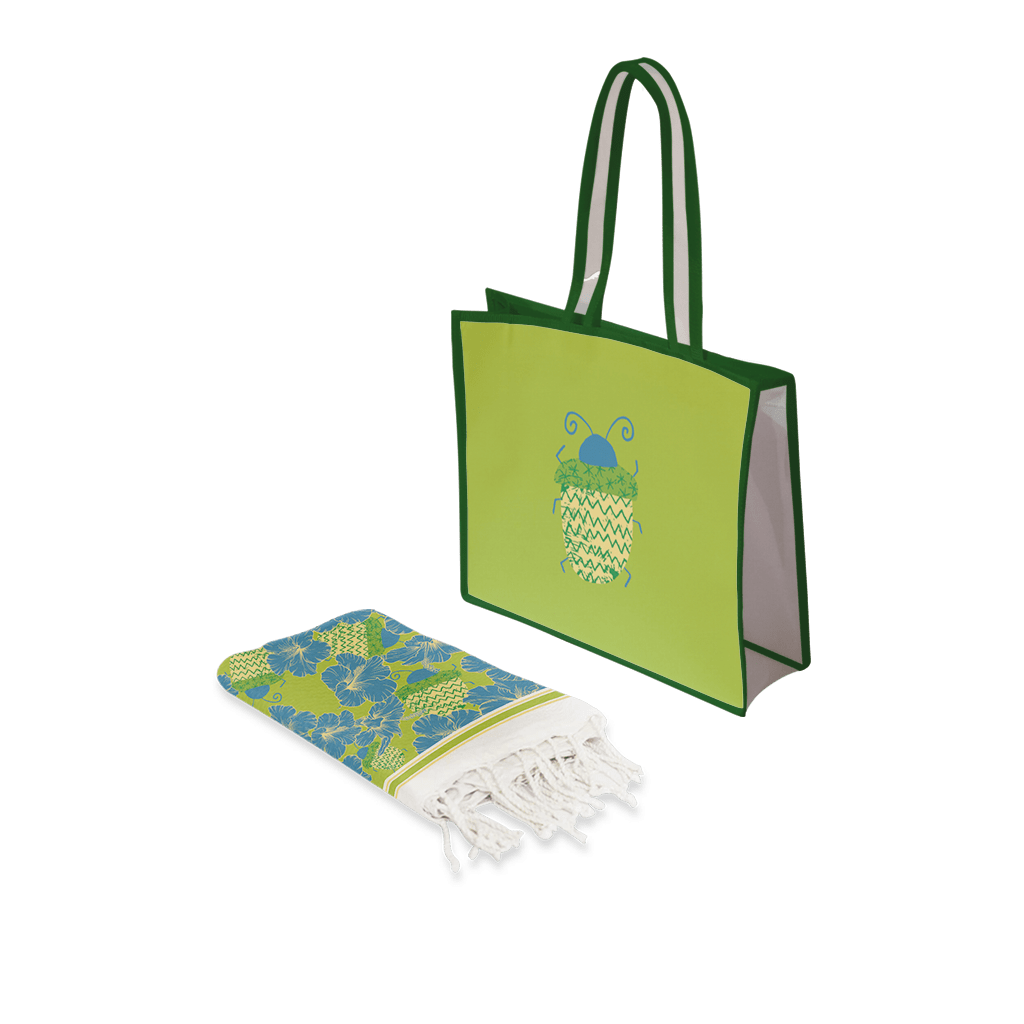 DUO ACCESSORIES kit summer hibiscus bleu Sac de plage