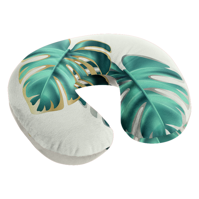 DUO ACCESSORIES repose tete Blue Leaves Repose tete satin feuille fond blanc